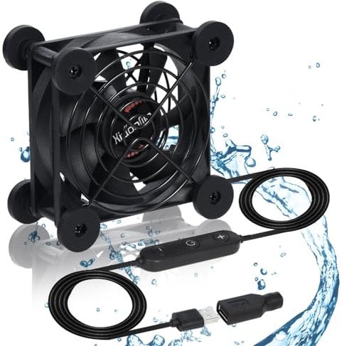 xiaoqijia Quiet 80mm Fan with 10 Speed USB 5V DC 12V IPX5 Waterproof Cooling Fan for Tablet TV Receiver Router DVR Xbox Greenhouse Kennel Computer Cabinet Component Cooling