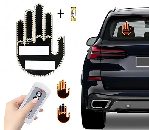 2024 New Finger Light LED Car Back Window Sign, Led Gesture Hand Light with Remote, Funny Back Window Gesture Sign Lighting, Car Gadgets & Road Rage Signs for Men Women, Give The Love, Wave to Drivers