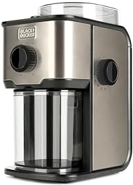 Black+Decker - Moulin à Café Électrique BXCG151E | Réservoir 200g | 14 Niveaux de Mouture | Capacité 12 Tasses | Acier Inox Antitraces | Café Frais et Aromatique | Couvercle Transparent
