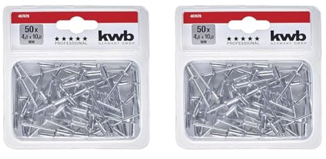 kwb Blind-Nieten/Popnieten Ø 4 mm, Länge 10 mm, aus Aluminium, mit verzinktem Stift, für handelsübliche Blindniet-Zangen (Packung mit 2)