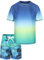 Maillot de Bain Garçon 2 Pièces - T-Shirt Anti UV à Manches Courtes et Short de Bain Enfant pour Surf, Natation, Piscine, Plage - 13-14 Ans