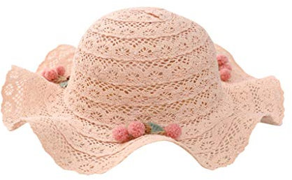 Neugeborene Mütze Kinder Sommer Strohhut Prinzessin Eimer Beach Sun Hut für Mädchen Set Mütze Schal Mädchen Winter (Pink, One Size)