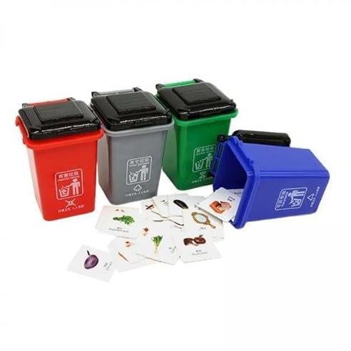 predolo 2x Mini Poubelle Tri Jouet Poubelle Éducative Élimination Des Déchets Recyclage Jouet 4 Poubelle Un Cadeau