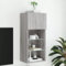 Homgoday TV-Schrank mit LED-Lichtern, Sonoma-Grau, 40,5 x 30 x 90 cm, TV-Schrank für Wohnzimmer, TV-Schrank, niedriger Schrank für industrielle Wohnzimmer, TV-Ständer