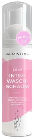ALMIVITAL Intim Waschlotion Damen 200ml ph-Wert 3,8 und Milchsäure – Sensitiv, hygienische Reinigung im Intimbereich – Schutz vor Geruch, Juckreiz & Hautirritationen – tägliche Körperpflege