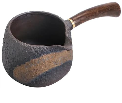 ATGQBCF Set De Théière Et Tasse De Noël Pichet Poterie Fait À La Main en Bois Noir Poignée Latérale Pichet À Thé Fer Doré Glaçage Théière Tasse Masculine Service À Thé Théière