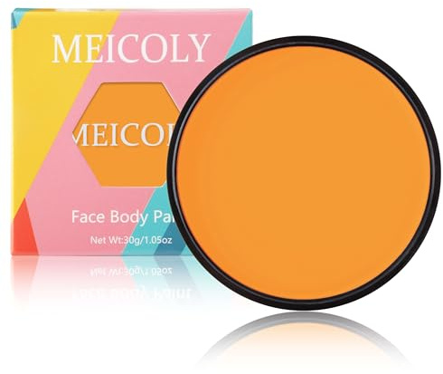 MEICOLY Pintura facial naranja Pintura a base de agua lavable Pintura para cara de tigre calabaza, pintura corporal profesional para Halloween, SFX, efectos especiales, maquillaje