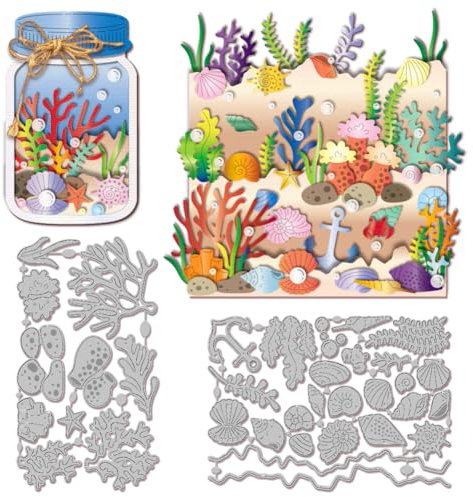 GLOBLELAND Stanzformen Mit Korallenriff Motiv Für Bastelarbeiten Scrapbooking Metallmuscheln Stanzformen Mit Meerestieren Stanzungen Für Kartengestaltung Prägung Fotoalbum Basteldekoration