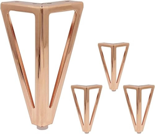 VUIKLCty 4 Pieds de Meuble en métal for canapé, Pieds de Table triangulaires en Fer for lit, Banc, Armoire, Table de Chevet(Rose Gold)
