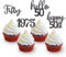 DazzJoy 24 Stk Glitzer Cupcake Topper 50 Geburtstag Deko,Schwarz Tortendeko 50 Geburtstag Frau,Happy 50th Birthday Cake Topper,Kuchendeko 50. Geburtstags Mann,Tortendeko 50,Hello 50