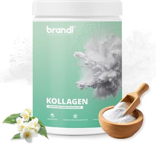 Kollagen Pulver aus Schweizer Weidehaltung | Geschmacksneutral & unabhängig laborgeprüft | 550g Premium Collagen Pulver von brandl® & Collaswiss®