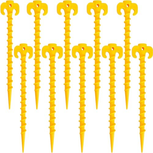 Hnjindong Screw in Tent Stakes Pegs Nails, 20Pcs Strong Plastic Tent Pegs for Camping Beach and Hiking, Larger Spiral Area Provides More Resistance