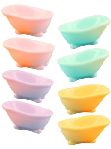 ibasenice Miniatur Waschbadewanne Aus Kunstharz 8 Stück Puppenhaus Badezimmer Ornament Farbige Mikrolandschafts Badewannendekoration Für Puppenhaus Und Gartendekor