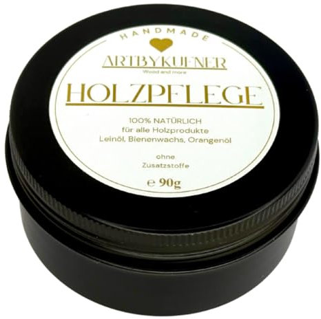 ARTBYKUFNER - 100% Natural Premium Wood Care - Solvent Free - Furniture Wax with Beeswax & Orange Oil - Ideal Wood Wax for Chopping Boards, Furniture & Worktops - 100 ml