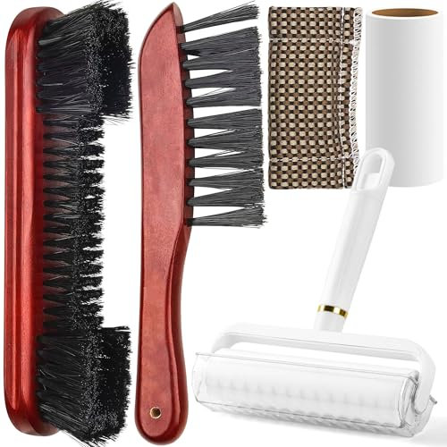 XUBX 4+1 Pooltisch-Bürsten-Set, Billard-Bürste Snooker-Tisch-Bürste Billardtisch, Bürste aus reinem Massivholz, Holz-Billardtisch und Schienenbürste/klebrige Fusselrolle/Cue-Reinigungstuch