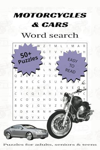 Cars and Motorcycles Word Search: Fun and Challenging Word Puzzles for Car and Motorcycle Enthusiasts of All Ages
