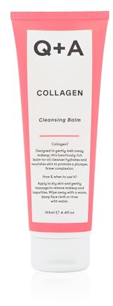 Q+A Collagen Cleansing Balm 125ml, Face Cleanser and Makeup Remover | Vegan Balm-to-Oil Wash with Squalane and Coconut Oil, Hydrates and Nourishes for Plump, Supple Skin