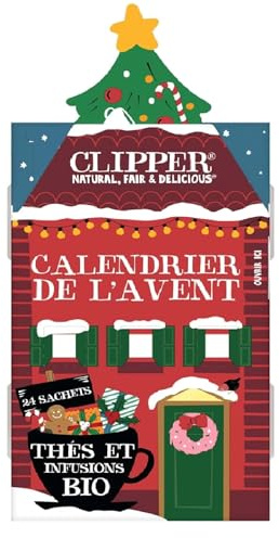 Clipper Natural, Fair & Delicious - Calendrier de l’Avent Thés et Infusions Bio - Assortiment Gourmand 24 Sachets Non Blanchis - Idée Cadeau - 45 g