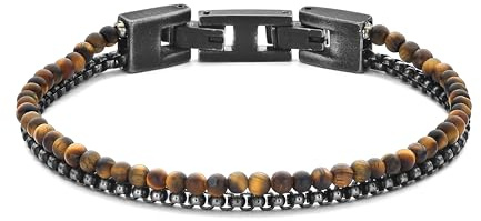 Frank 1967 7FB-0845 Tijgeroog Kralen Herenarmband | Vintage look