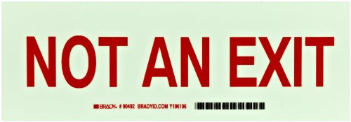Brady 90492 25,4 cm Breite x 8,9 cm Höhe b-324 Händen selbstklebend Polyester Exit und gerichtete Zeichen, grün auf Rot, Legend Nicht ein Exit