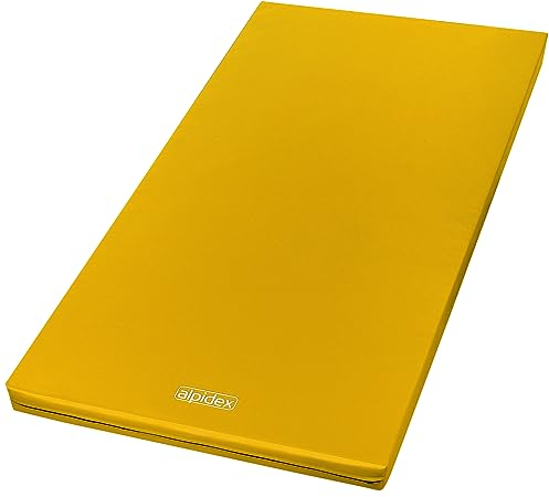 ALPIDEX Matte Turnmatte Sportmatte Gymnastikmatte 200 x 100 x 8 cm mit Antirutschboden RG 20 (sehr weich), Farbe:gelb