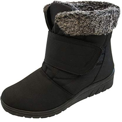Women Snow Boots Ladies Warm Snug Fashion Comfort Snow Ice Ankle Boots , Black, 5 UK