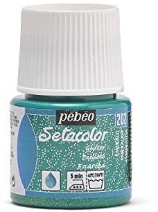 Pebeo Setacolor Light Glitter Fabric Paint 45-Milliliter Bottle, Emerald,Emerald