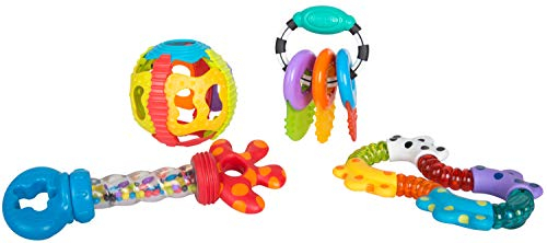 Playgro Activity Rassel- und Beißring-Geschenkset, 4-teilig, Ab 6 Monaten, Mehrfarbig, 40197