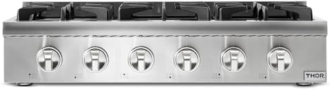 Thorkitchen Pro-Style Gas Rangetop with 6 Sealed Burners 36 - Inch, Stainless Steel HRT3618U