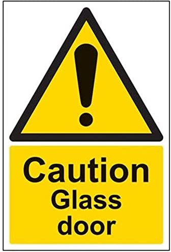 V Safety Caution Glass Door Warning Sign - 200mm x 300mm - Self Adhesive Vinyl