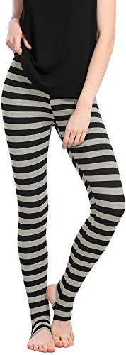 Allegra K Leggings Mujer Las Polainas Leggings Deportivos Mujer de la Yoga de la Cintura elástica de la Cintura Alta Disfraz de Halloween Rayas Grises Negras S