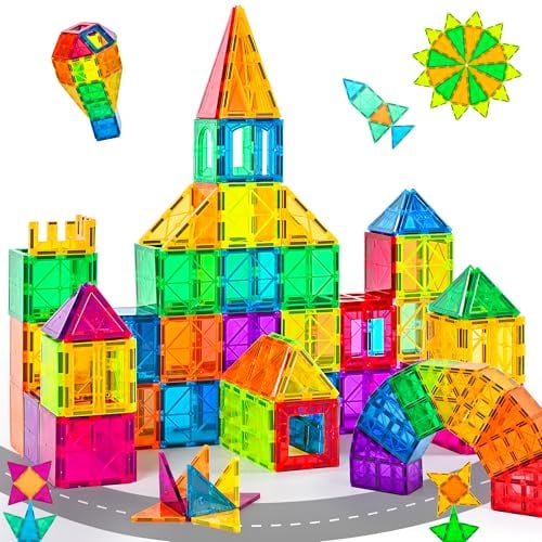 cossy 60PCS Magnetic Tiles, 3D Magnetic Building Blocks Set, STEM Magnet Toys for Kids, Building Construction Toy, Learning Educational Construction Toys for 3+ Year Boys & Girls