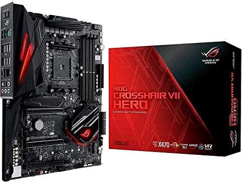 Asus ROG CROSSHAIR VII HERO Scheda Madre ATX con Socket AM4, Chipset AMD X470, con Supporto Processore Ryzen 2nd Generation, Nero, Senza Wi-Fi