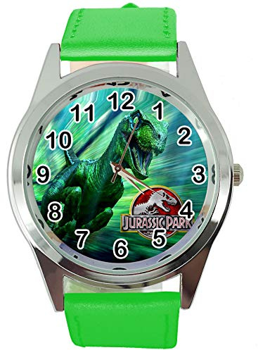 TAPORT® Quarzuhr für Jurrasic Park-Fans, Leder, Grün - Unisex-Kinder und Jugendliche - Armbanduhr - Klassisch