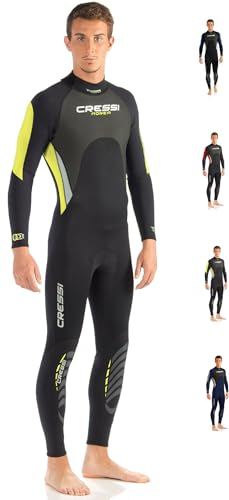 Cressi Morea Herren - Neoprenanzug 3mm für alle Wassersportarten, Schwarz/Gelb/Silber, M/3