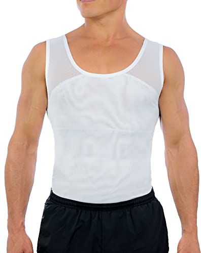 Esteem Apparel Original Herren Brustkompressionshemd zum Verstecken von Gynäkomastie Moobs (XX-Large, Weiß)