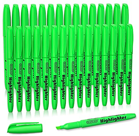 Shuttle Art Textmarker, 30 Textmarker, Grün, schnell trocknender, ungiftiger, fluoreszierender Marker mit leuchtenden Farben und Meißelspitze, geeignet für Erwachsene und Kinder, ideal für Zuhause