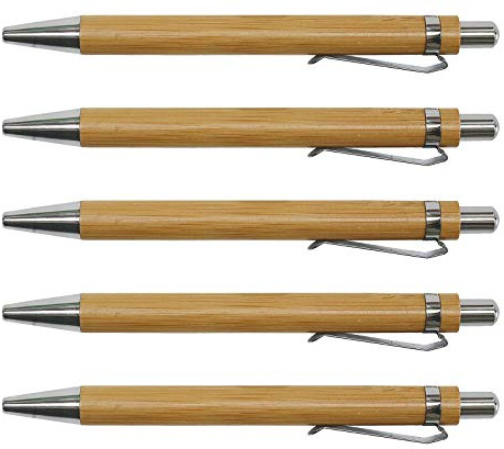 Pixelstudio Kugelschreiber Bambus Holz Kuli Set verschiedene & größere Mengen Natur Umweltfreundlich ohne Plastik 5 Stück