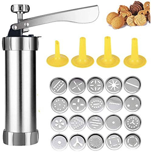 hunpta Cookie Press Machine Stainless Steel,Cookie Maker Press Cookie Machine Cake Decorator Pump Machine Biscuit DIY Decorating Presser Icing Syringe Decorator, IDDK000541-628-1442572881, Silver