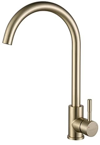 KINSE Einhebel Küchenarmatur Edelstahl | 360° Schwenkbar Spültischarmatur | Hochdruck Wasserhahn Küche | Gold