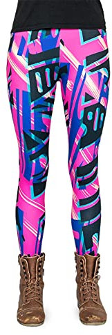 cosey - Neon Line Leggings - knallige Farben- in verschiedenen Leuchtend bunten Designs (Einheitsgröße) (Cyber City)