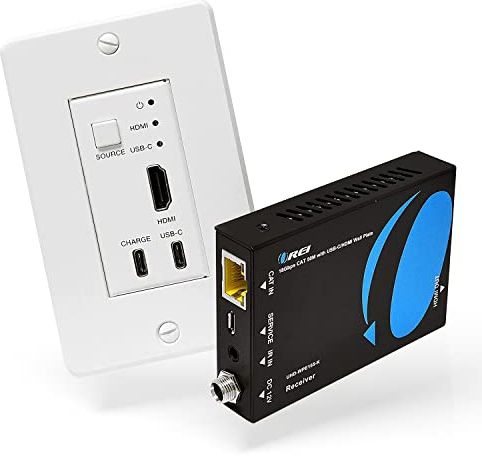 OREI 4K HDMI/USB-C Extender, über ein einzelnes Cat6/Cat7 Kabel Wandplatte Transmitter 4K @ 60Hz UltraHD mit HDR & IR Steuerung - bis zu 165 ft