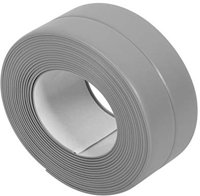 Wanddichtleiste, flexibles PVC-Material, selbstklebend, Badewannen- und Waschbeckenrand mit Faltendesign, 90-Grad-Rand, Küche, 3 Farben, 3,2 m Länge für Gasherd(38mm*3.2M-Grau)