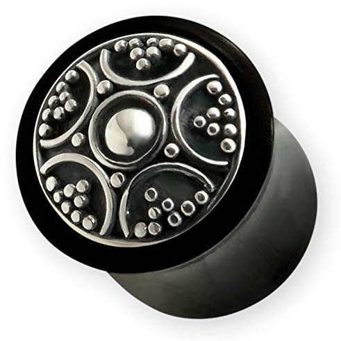 Fly Style 1 Paar Piercing Ohr Tunnel Plug - Ohr Piercings - 925 Sterling Silber Horn Tunnel - Ohr Piercing Schmuck, Grösse:18 mm (Paar)