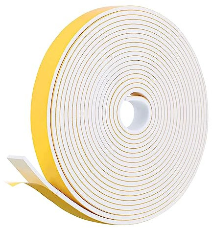 Jagowa 1 Piece Window Draught Excluder Tape 6M Self-Adhesive Foam Tape White Sealing Strip for Door and Window Weatherproofing 6mm Wide 3mm Thick