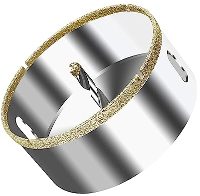 ASNOMY Sierra perforadora de diamante de 90 mm con broca piloto, sierra perforadora recubierta de punta de diamante de 3-9/16 pulgadas con broca guía para vidrio, cerámica, mármol, porcelana, granito,