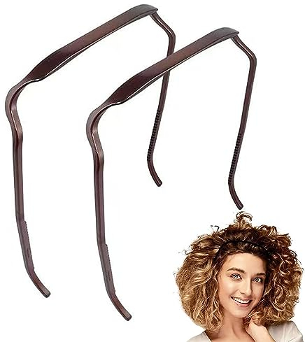 2 Stück Eckiger Sunglasses Headband, Unsichtbarer Haarreif Sonnenbrille Fashion Hair Hoop for Volume and Style Hair, Headband Accessories für Frauen Männer (Gelb Braun)