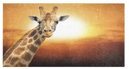 YOUJUNER Lange Badematte Afrika-Tiergiraffe Badteppich Saugfähig Badvorleger weich rutschfest Badezimmerteppich Duschvorleger Duschmatte
