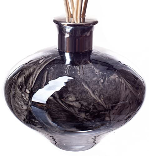 Amelia Art Glass Oval Reed Diffuser Black & Grey (Black Marble Effect)