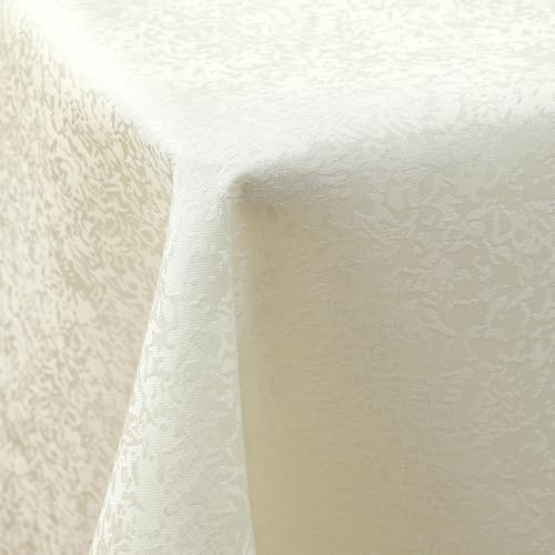 Spotjoy Tischdecke Abwaschbar Rechteckig 130x130cm Polyester Tischwäsche Jacquard Garten Tafeldecke Ornamente Pflegeleicht - Beige